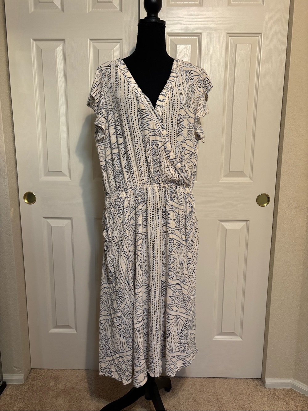 Kori Plus Blue Aztec Midi Dress with pockets size 1XL